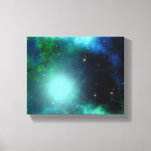 Mooie groene nebula gevuld met sterren canvas afdruk (Voorkant)