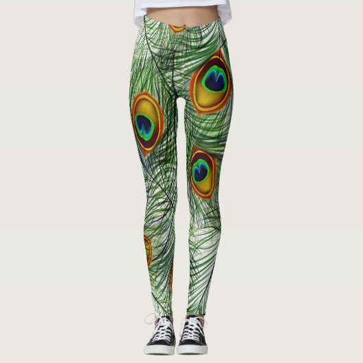 Mooie groene Peacock-doether Leggings (Voorkant)