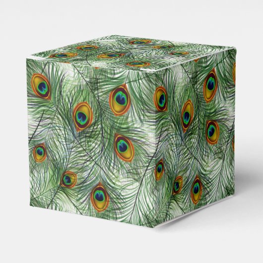 Mooie groene Peacock Feather Bedankdoosjes (Voorkant Zijde)