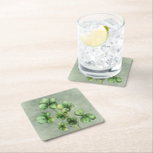 Mooie groene Waterverf Shamrock Vierkante Kartonnen Onderzetter