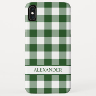 Mooie groene witte Buffalo Plaid Jouw naam iPhone XS Max Hoesje