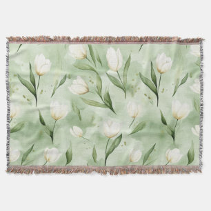 Mooie Groene Witte Tulpen  Deken