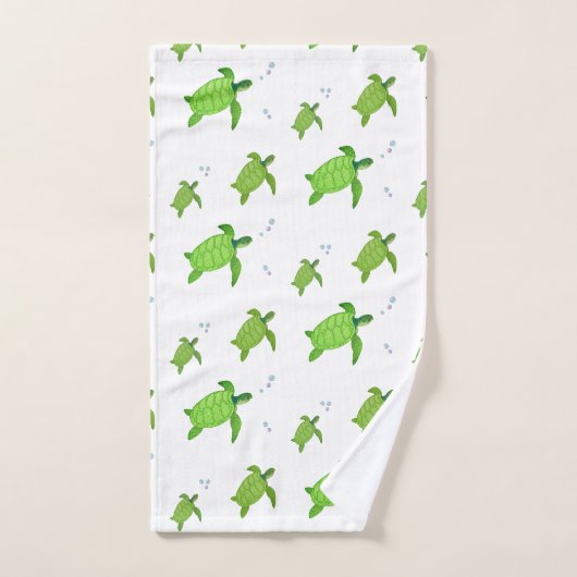 Mooie groene Zee schildpadden op wit Bad Handdoek (Handdoek)