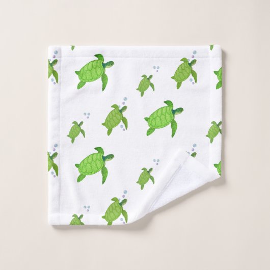 Mooie groene Zee schildpadden op wit Bad Handdoek (Wasdoekje)