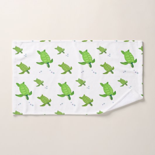 Mooie groene Zee schildpadden op wit Bad Handdoek (Handdoek)