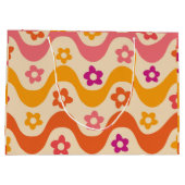 Mooie groovy bloemenpatroon op retro golven  groot cadeauzakje (Achterkant)