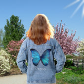 Mooie grote blauwe vlinder denim jas jacket
