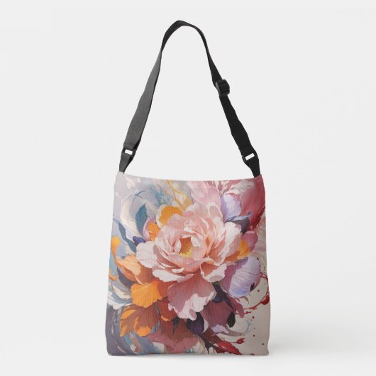 Mooie grote bloem in beide zijden crossbody tas (Achterkant)
