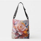 Mooie grote bloem in beide zijden crossbody tas (Voorkant)