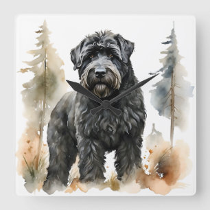 MOOIE GROTE ZWARTE RUSSISCHE TERRIER HOND VIERKANTE KLOK