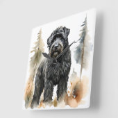 MOOIE GROTE ZWARTE RUSSISCHE TERRIER HOND VIERKANTE KLOK (Hoek)