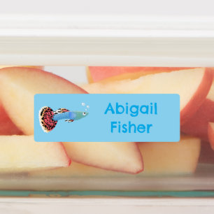 Mooie guppy tropische vis cartoon gepersonaliseerd labels