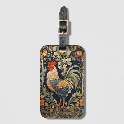 Mooie haan William Morris geïnspireerd Bagagelabel (Voorkant (verticaal))