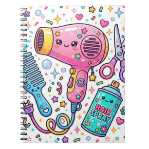 Mooie haarstylist tools in Kawaii kunststijl Notitieboek