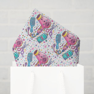 Mooie haarstylisttools in kawaii-artstijl tissuepapier