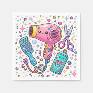 Mooie haarstylisttools in kawaii stijl servet
