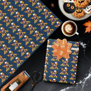 Mooie Halloween Fee Pompoenveld Zwarte Kat Cadeaupapier