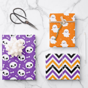 Mooie Halloween Geest- en Schedelpatronen Inpakpapier Vel