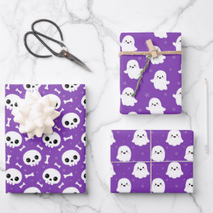 Mooie Halloween Geest- en Schedelpatronen Inpakpapier Vel
