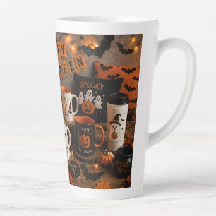 Mooie Halloween Geest & Pompoen Matglazen Kaars Latte Mok