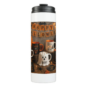Mooie Halloween Geest & Pompoen Matglazen Kaars Thermosbeker