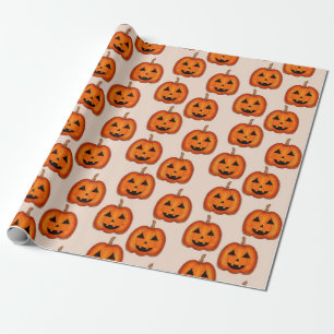 Mooie Halloween Jack O Lantern Pompoen Patroon Wra Cadeaupapier