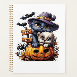 Mooie Halloween kat sticker � Heksenhoed, Pompoen Planner