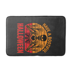 Mooie Halloween Skelet Hart Retro Zonsondergang De Badmat