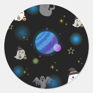 Mooie Halloween-stickers met sterrenstelsel en gee Ronde Sticker
