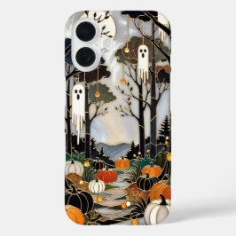 Mooie Halloween telefoonhoes Geest Pompoen Bos iPhone 16 Hoesje