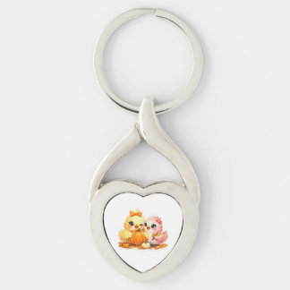 Mooie Halloween Vogels & Pompoen Hart Sleutelhange Sleutelhanger