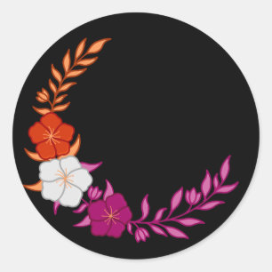 Mooie halve maan van subtiele lesbische bloemen ronde sticker