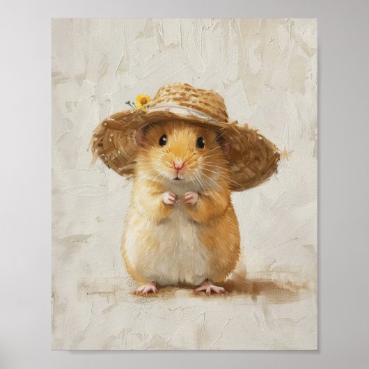 Mooie hamster-schildering boerderij-whimsy dier poster (Voorkant)