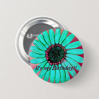 Mooie hand geschetst Bloemdag Ronde Button 5,7 Cm