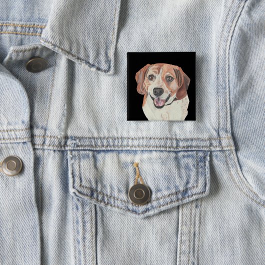 Mooie Hand getrokken Pastel Beagle Pin Button (In situ)