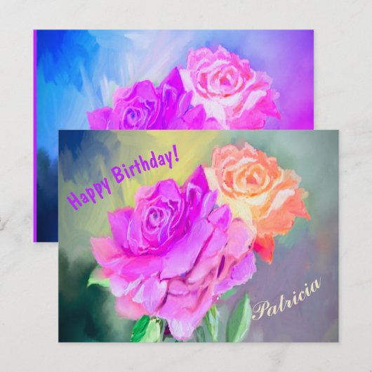 Mooie handgeschilderde rozen voor speciale gelegen briefkaart (Voorkant / Achterkant)