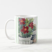 MOOIE HANDGESCHILDERDE WATERVERF BLOEMEN KOFFIE MO