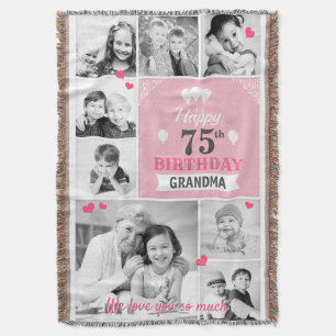 Mooie Happy Birthday Photo Blanket for Grandma Deken