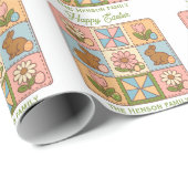 Mooie Happy Pasen Konijn Quilt Patroon  Cadeaupapier (Rol Hoek)