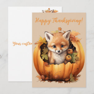 Mooie Happy Thanksgiving Fox Waterverf Kaarten