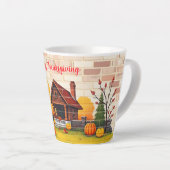 Mooie Happy Thanksgiving Herfst Latte Mok (Rechterhoek)