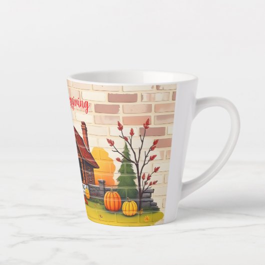 Mooie Happy Thanksgiving Herfst Latte Mok (Rechts)