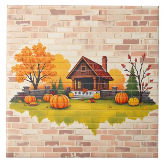 Mooie Happy Thanksgiving Herfst Tegeltje (Voorkant)