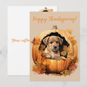 Mooie Happy Thanksgiving Puppy Waterverf Kaarten
