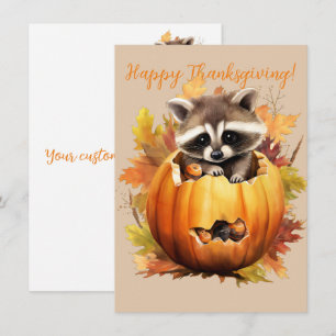 Mooie Happy Thanksgiving Raccoon Waterverf Kaarten