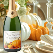 Mooie Happy Thanksgiving Zaken Sparkling Wijnetiket