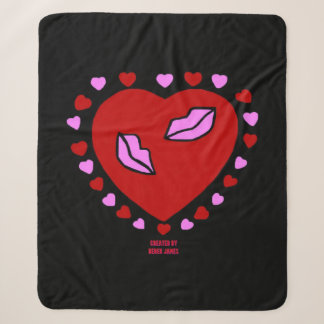 Mooie hart kisses Medium Sherpa Deken
