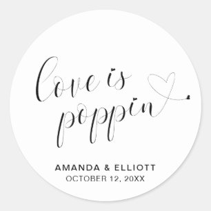 Mooie hartjes popcorn cadeautjes moderne bruiloft ronde sticker