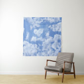 Mooie hartvormige wolk in blauwe lucht vrolijk gel wandkleed (In situ)