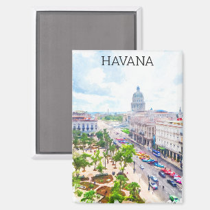 Mooie Havana Cuba Retro Waterverf Magneet